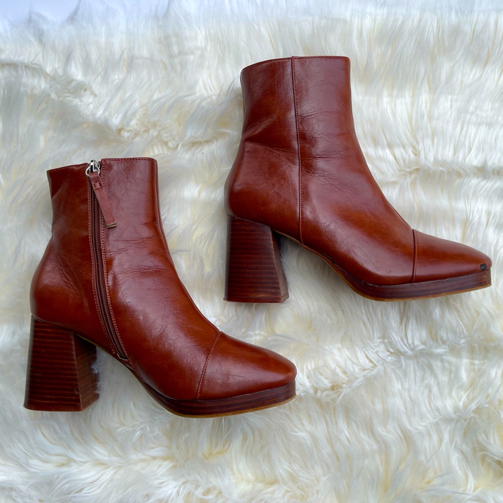 ASOS Rust Brown Leather Boots Size 6